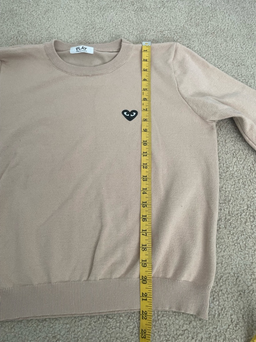 Comme Des Garcons Play Camel Tan Crewneck Sweater View 5